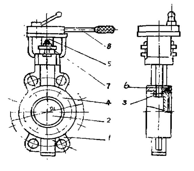 鑄鋼對夾硬密封蝶閥結構圖 鑄鋼對夾硬密封蝶閥結構圖